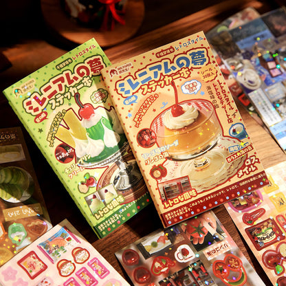 Japanese Kawaii Sticker Book 2 Pack, Die-Cut Cute Food & Manga Style Aesthetic Stickers for Journaling, Scrapbooking, Planners, Junk Journal Supplies (A+B)