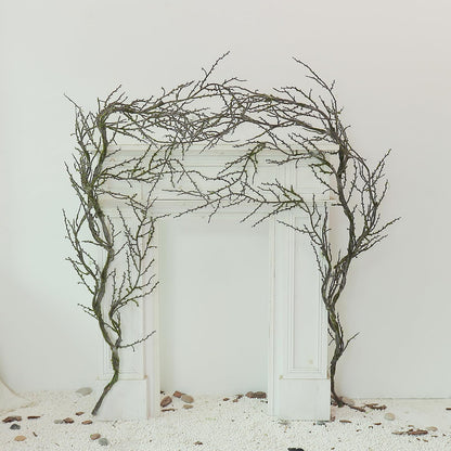 74.8inch Long Malleable Black Halloween Tree Weeping Branches Twigs Greenery Garland Hanging Moss Faux Ghost Grape Vine for Haunted Forest Outdoor Mantel Fireplace Porch Arch Stairway Yules Decor (2)