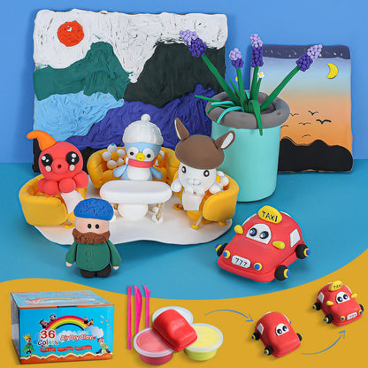 iFergoo Modeling Clay Kit - 36 Colors Magic Air Dry Clay for Kids, Ultra Light, Safe & Non-Toxic, School Art & Craft Project, Great Toy Gift for Boys and Girls