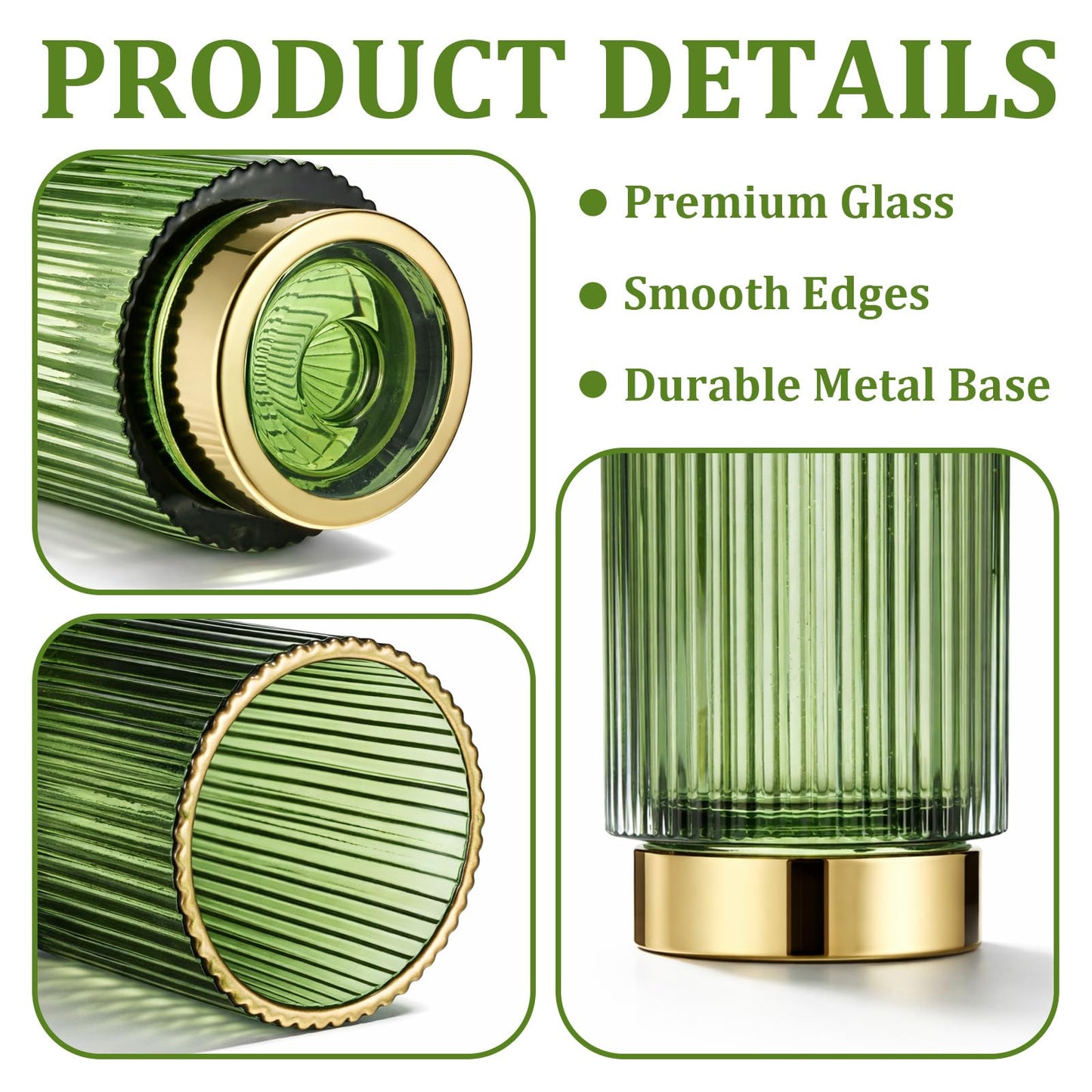 IMengjbang 2 Pack Glass Makeup Brush Holder Organizer, Crystal Glass Toothbrush Holders, Desk Pen Pencil Holder, Multifunctional Vintage Brush Cup for Desk Vanity Bathroom Bedroom