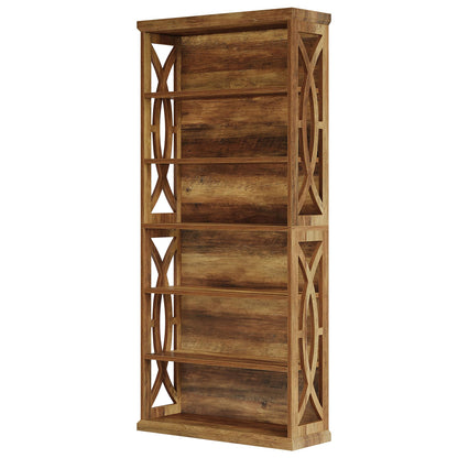 Tribesigns 6-Tier Bookshelf, 71 Inches Tall Freestanding Bookcase, Large Industrial Bookshelves Display Shelves, Wooden Book Shelf for Home Office, Living Room, Bed Room, Rustic Brown, 2pcs