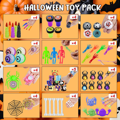 650Pcs Halloween Party Favors for Kids, Bulk Fidget Toys for Party Supplies, Halloween Treats Non Candy School Classroom Carnival Prizes, Treasure Box Toy Chest, Halloween Gifts, Goodie Bag Stuffers