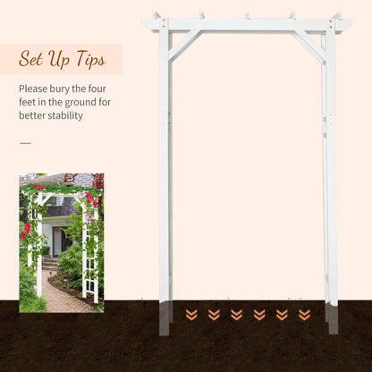 85" Wooden Garden Arbor for Wedding Ceremony, White Outdoor Arch Trellis for Climbing Vines, Heavy Duty Wood Frame for Garden, Patio, Backyard Decor