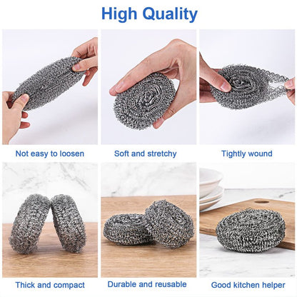 ovwo 12Pack Upgraded Steel Wool Scrubbers - Premium Stainless Steel Scrubber, Metal Scouring Pads, Steel Wool Pads, Kitchen Cleaner, Heavy Duty Cleaning Supplies - Especially for Tough Cleaning