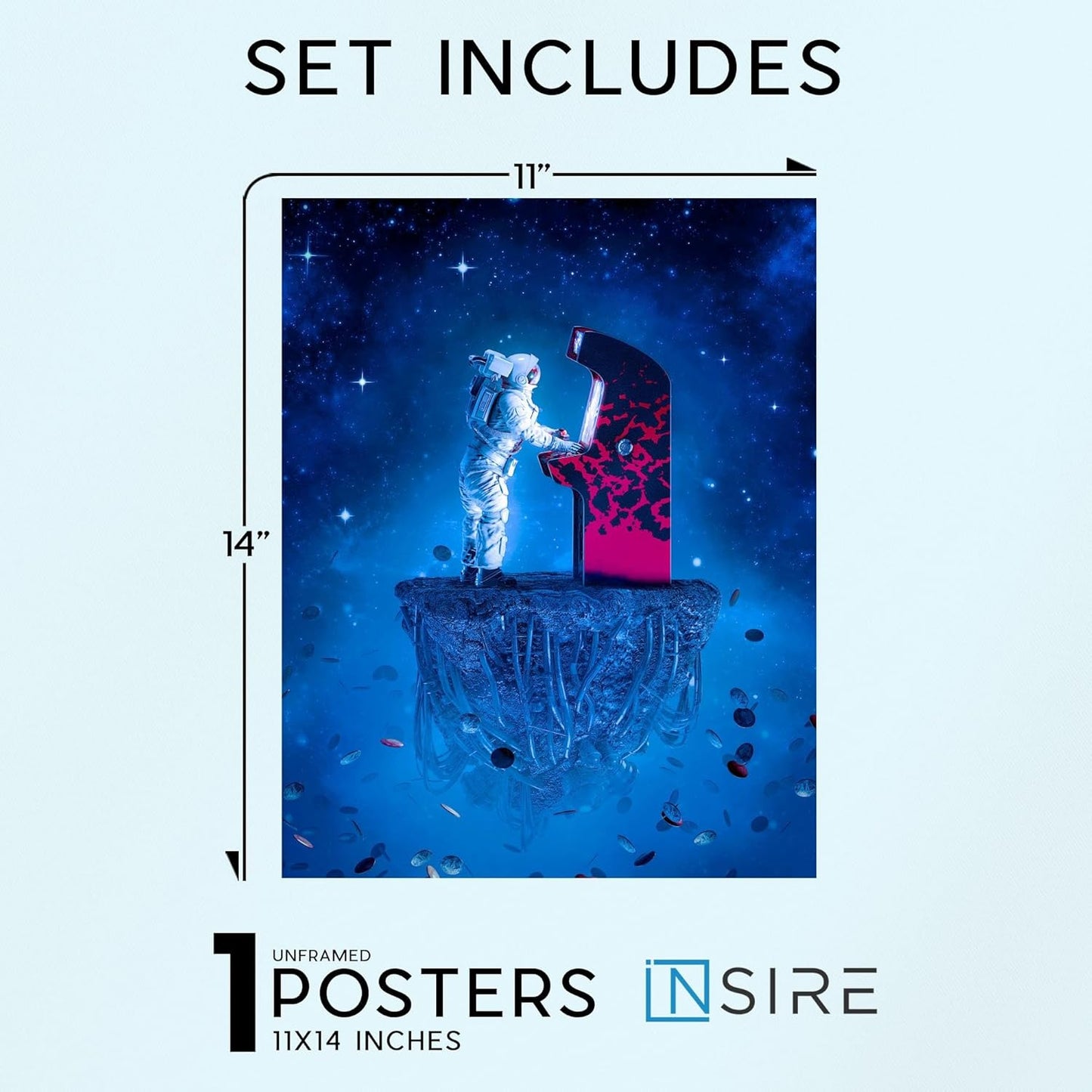 Insire Gaming Posters, Wall Art, Astronaut Poster for Wall, Gaming - Unframed (11x14)