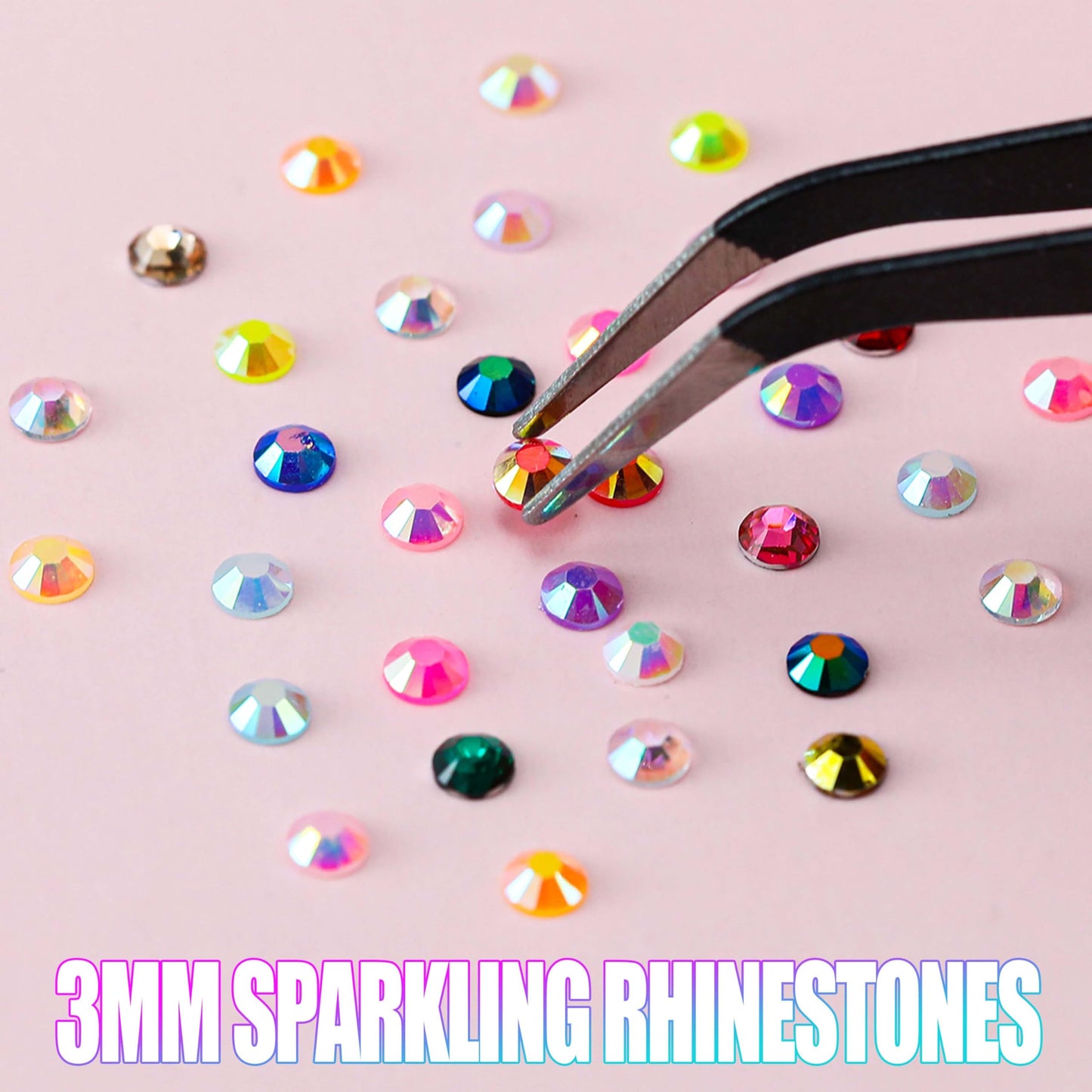 LERBOU 45000pcs Bedazzling Kit with 6 Box - 72 Colors Resin Jelly Rhinestones, 4×10ml B7000 Jewelry Glue Multicolor 3mm Flatback Sparkling Gems for Nail Art, Crafts, Clothing, Diamond Painting