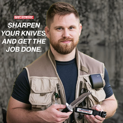 SELECTOOL Knife & Tool Sharpener, Father’s Day Gift for Dad, Manual Blade Sharpener for Kitchen Knives, Pocket Knives, Scissors, Axes & Outdoor Tools, Made in USA