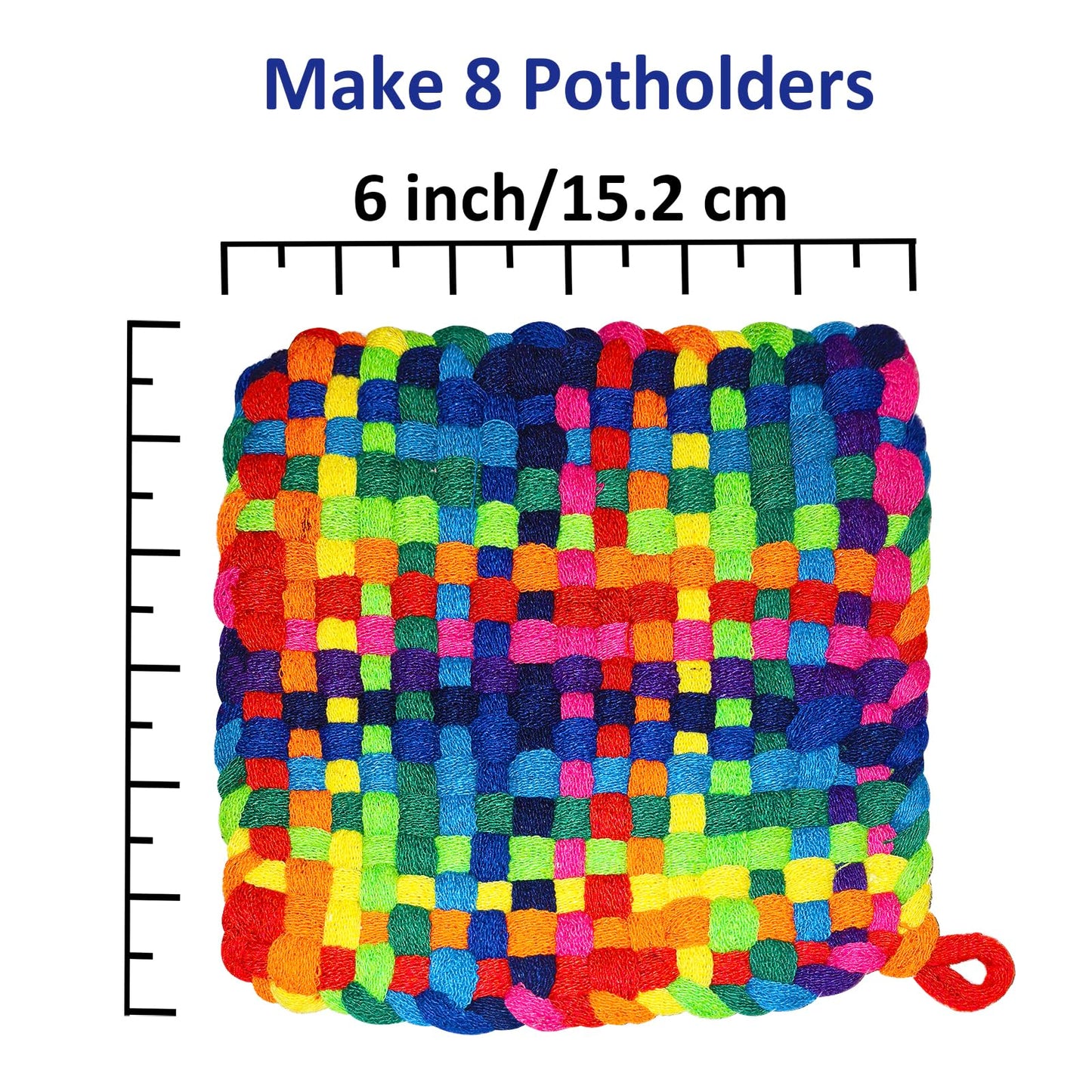 Tatahu Potholder Weaving Loom Kit - 300pcs Rainbow Knitting Refill Loops in 10 Colors, Make 8 Potholders for Beginners, DIY Arts and Crafts