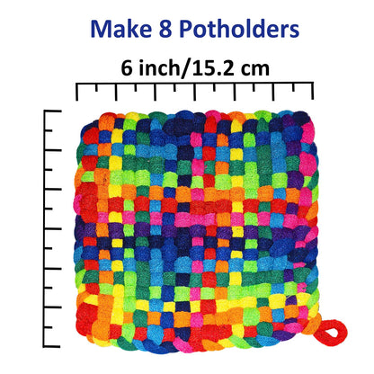 Tatahu Potholder Weaving Loom Kit - 300pcs Rainbow Knitting Refill Loops in 10 Colors, Make 8 Potholders for Beginners, DIY Arts and Crafts