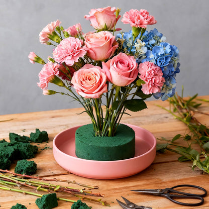 HAKZEON 20 PCS Round Floral Foam Blocks 4.7 Inch, Green Wet Dry Flower Foam for Artificial and Fresh Flower Arrangements Craft