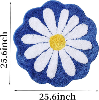 Cute Bath Mat, Pink Flower Rug, Water Absorption Non-Slip Mat, Soft Machine Wash Rug for Bedroom Kitchen Bathroom