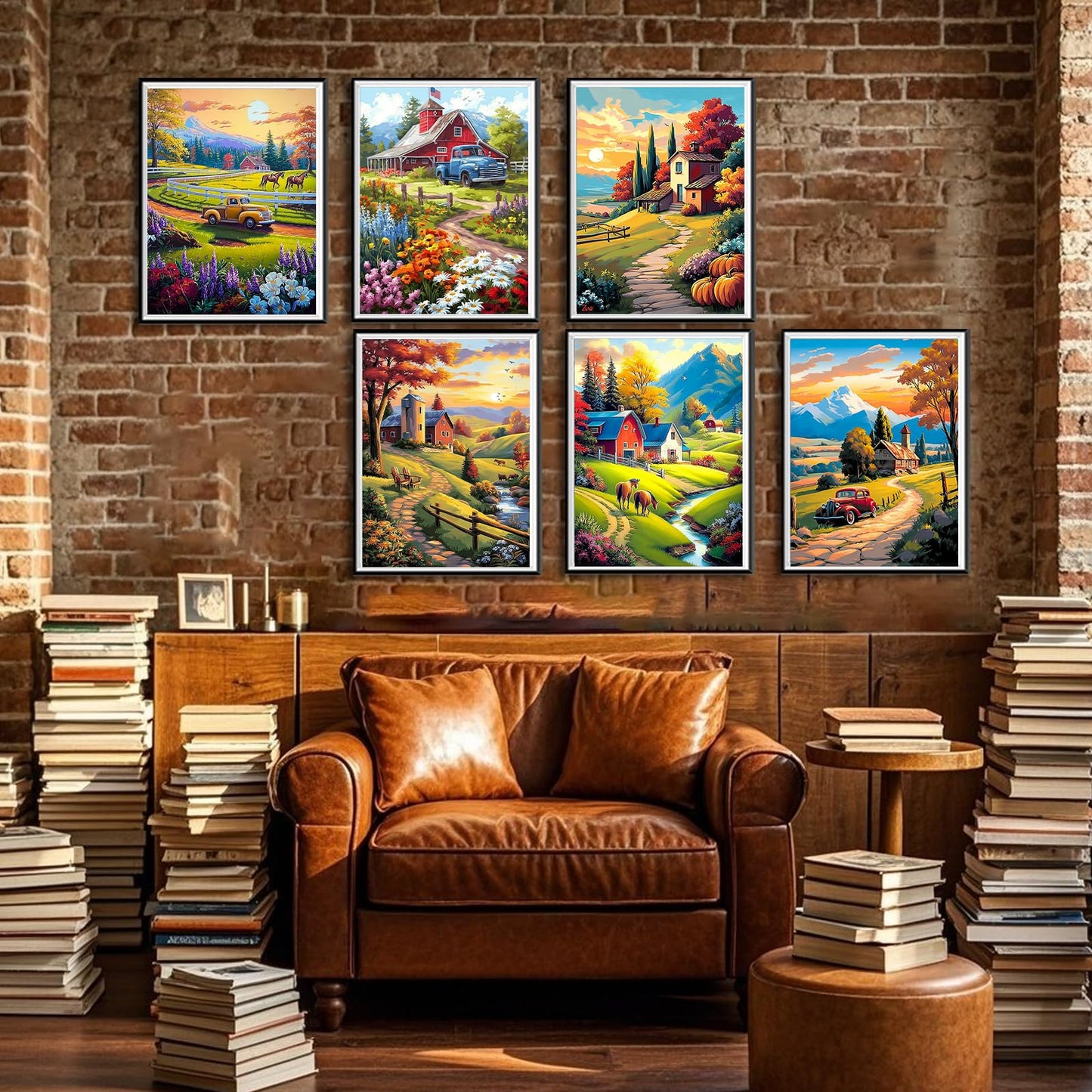 Leatrice Fall Diamond Painting Kits for Adults 5D Diamond Art Kits Gem Dots Paintings Full Drill Beginners Women DIY for Home Wall Decor 11.8x15.7 Inches Landscape 6 Pack