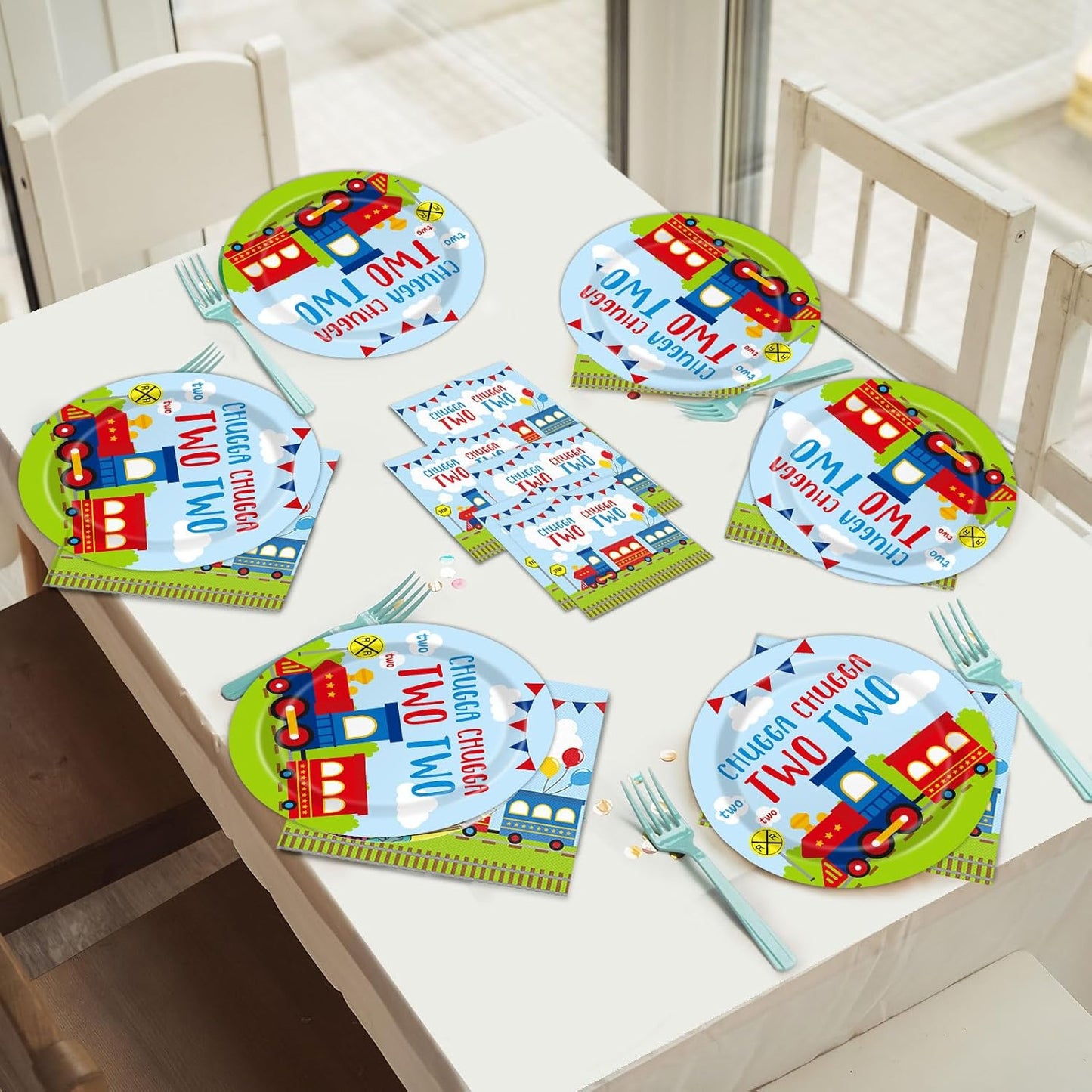 50Pcs Set Qyeahkj Chugga Chugga Two Two Paper Napkins Transportation Party Disposable Napkins for Train Theme Birthday