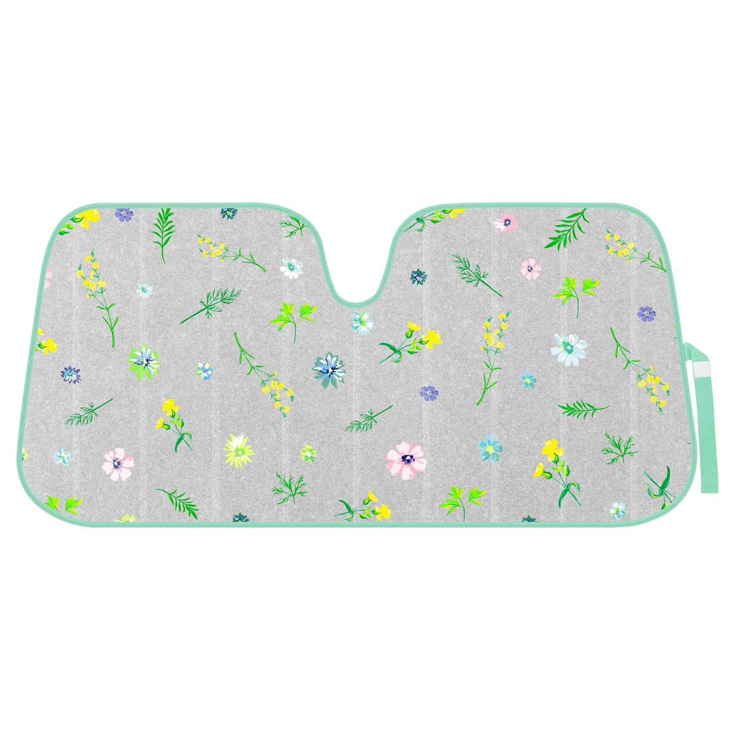BDK Pastel Flowers Front Windshield Sunshade Accordion Folding Style Auto Shade for Cars Trucks SUVs Vans Blocks UV Rays Sun Visor Protector Easy Setup Keeps Your Vehicle Cool (58" x 27")