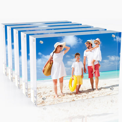 laapee 5x7 Inches Acrylic Picture Frames 5 Pack, Double Sided Magnetic Photo Frames,Free Standing on Desk or Table Clear Picture Frames