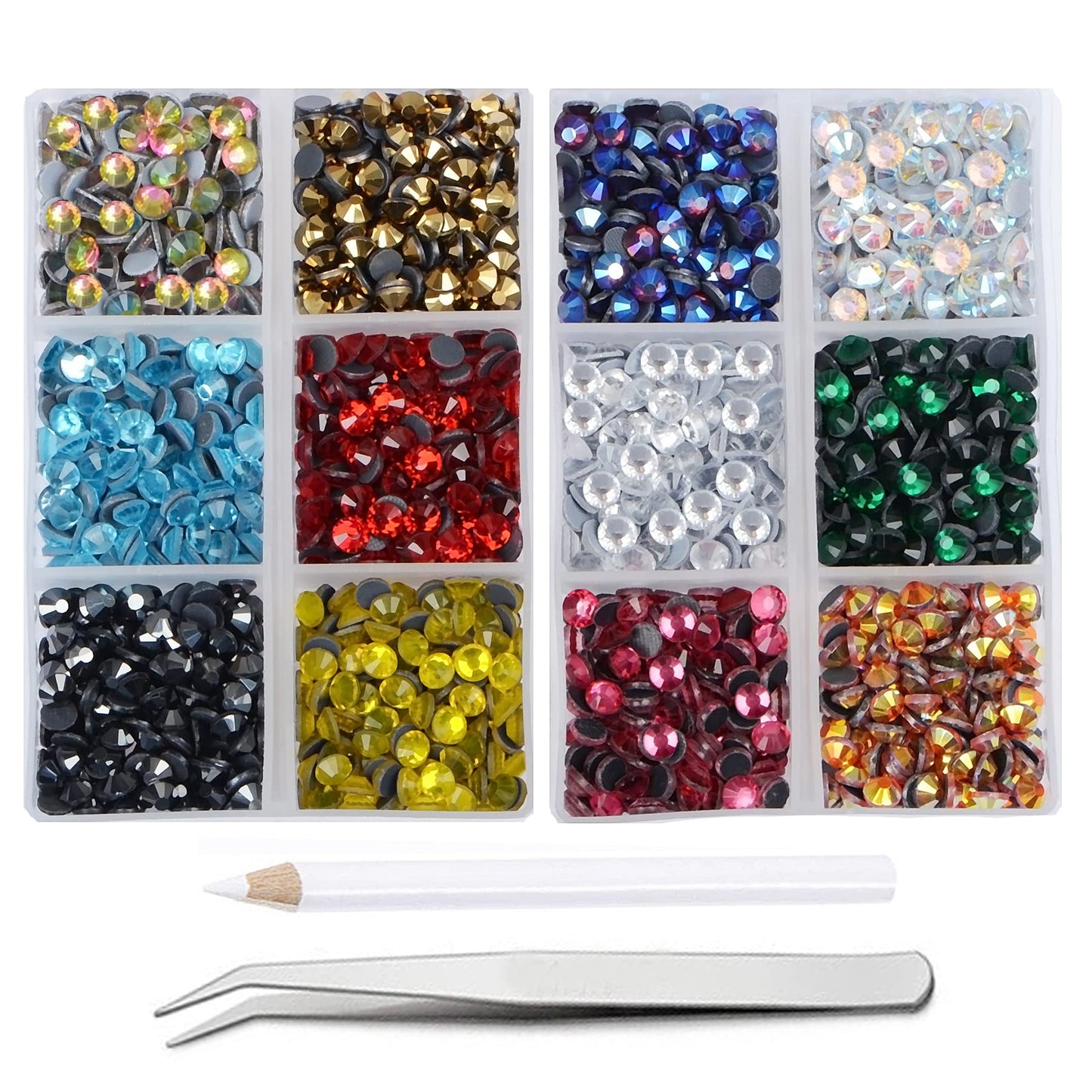 4200Pcs Hotfix Rhinestones Round Shape Flatback Crystal Glass Flatback Nail Art (12 Mixed Colors, 3mm SS10)