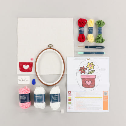 Kimberbell Punch Needle Kit – Love Blooms - Complete DIY Punch Needle Set with Tool, Monks Cloth, Yarn, Frame, Embelishments & Reusable Project Bag | Beginner-Friendly DIY Needle Punching Craft