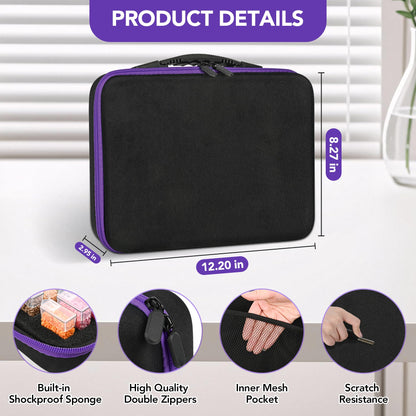 MERATIA Diamond Painting Storage Case Organizer with Containers, Purple and Black, Arts and Crafts Bead Storage Box with Accessories (80 Slots-Purple)