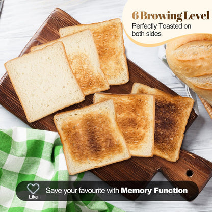 Tesslux 4-Slice Toaster - Touch Screen Control, 1.5" Wide Slots, 6 Browning Levels | Black Finish