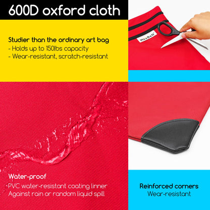 MEEDEN Soft Art Portfolio Bag: 20 X 26 Inch Light Weight Portfolio Canvas Case with Detachable Shoulder Strap -Waterproof 600D Oxford Carrying Storage Case for Canvas, Artwork, Sketching - Red