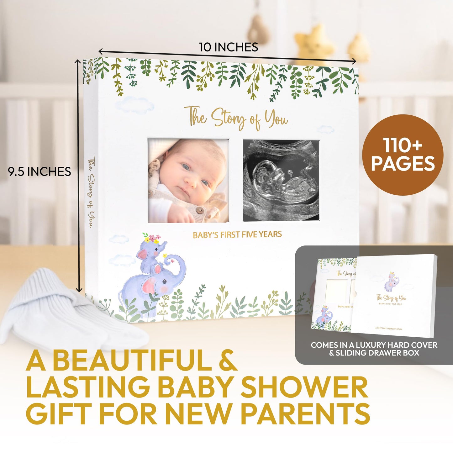 Only Zest Keepsake Baby Memory Book for Boys and Girls - First 5 Years Baby Book Journal with Photo Album - Scrapbook Kit for Milestones, Gender Neutral Gifts