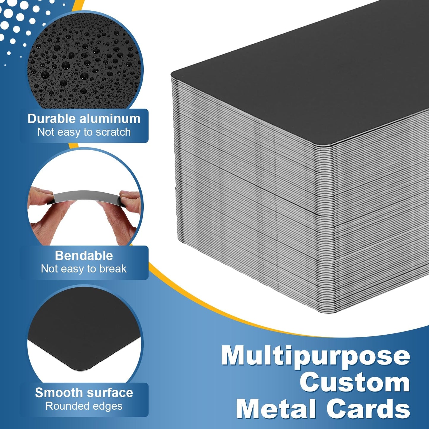 DEFANEX 200pcs Metal Business Cards Aluminum Laser Engraving Blanks Name Card (0.4mm Thickness, Matte Black) - Multipurpose Personalized, for CNC Laser Engraver DIY Printing House Office