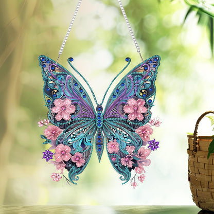 Nivvey DIY Hanging Diamond Art Pendant Painting Kit Butterfly, Special Crystal Gem Craft Painting Kit Ornament, Box Package,9.0x9.8inch
