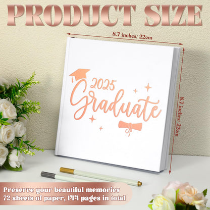 Humyoun 2026 Graduation Guest Book 8.7'' x 8.7" with 2 Markers Graduate Scrapbook Class of 2026 Picture Book Hardcover Rose Gold Foiled Photo Album for Graduation Party Supply Graduate Gifts 144 Pages