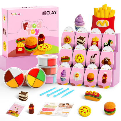 ARTPAR Air Dry Clay Kit for Kids,12 Box Mini Food Modeling Magic Clay Sculpting Set,Safe Non-Sticky,Ultra Light & Soft,Arts & Crafts Fun Playset Kitchen Toys,Home Party Favors for Boys Girls 3+ Years
