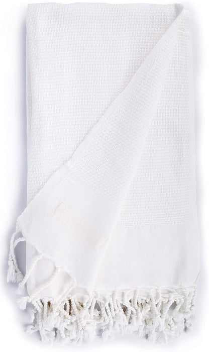 Bersuse 100% Cotton Ventura Premium Turkish Towel - Soft, Absorbent, Quick-Dry Bath & Beach Towel - 37x70 Inches, White