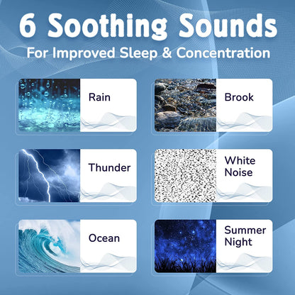 Big Red Rooster Sound Machine - 6 Sleep Sounds - Portable White Noise Machine for Office Privacy & Adult Sleeping - Compact Travel or Home - Dual Power Options - Black