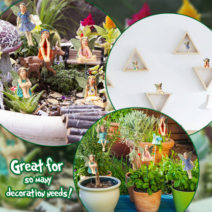 Bucherry 12 Pieces Garden Mini Fairies Figurines Miniature Fairy Sculpture Decoration Tiny Garden Accessories for Home Outdoor Yard Lawn Flower Pot Decor (Elegant)