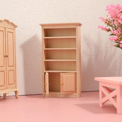 Toyvian Mini Wooden Drawer Cabinet, 1: 12 Dollhouse Decoration Bookshelf with Wood Drawer Tiny Bookcase TV Cabinet Model Storage Shelves Dollhouse Furniture Accessories