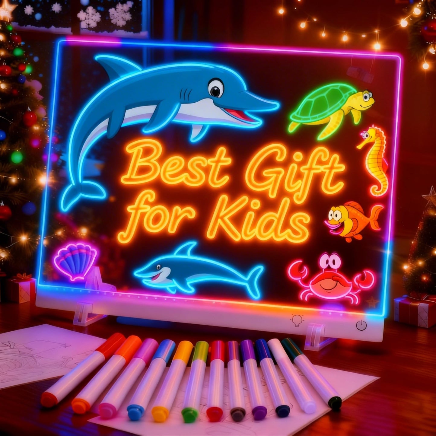 Led Drawing Board with 13 Light Effects, 17" Rechargeable Glow Doodle LED Note Board with Colors, Neon Light Up Drawing Tablet Gifts for Kids for Education Birthday Christmas Gift Ideas