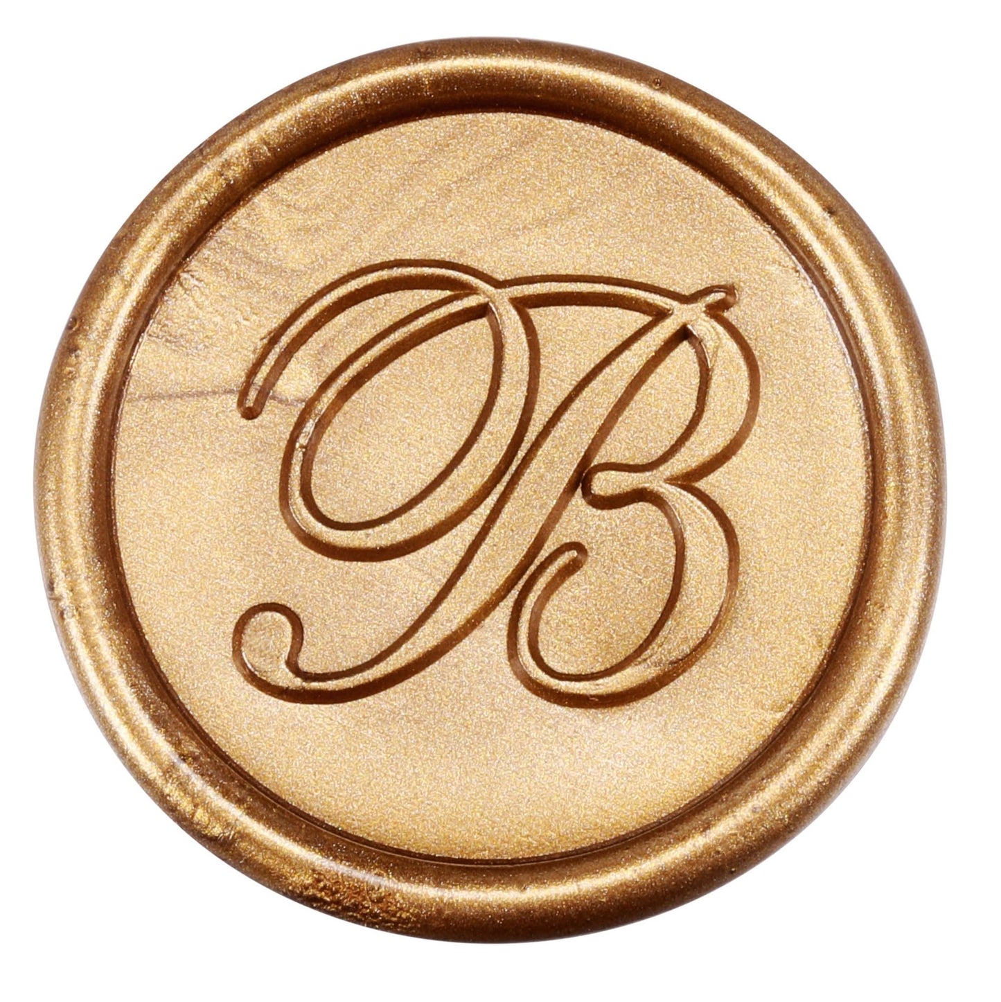 Yoption Wax Seal Kit, Vintage Handwriting Initial Alphabet Stamp with 120 Antique Gold Sealing Wax Beads for Wedding Invitation Gift Envelopes Wrap Christmas Card - Letter B