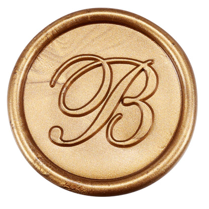 Yoption Wax Seal Kit, Vintage Handwriting Initial Alphabet Stamp with 120 Antique Gold Sealing Wax Beads for Wedding Invitation Gift Envelopes Wrap Christmas Card - Letter B