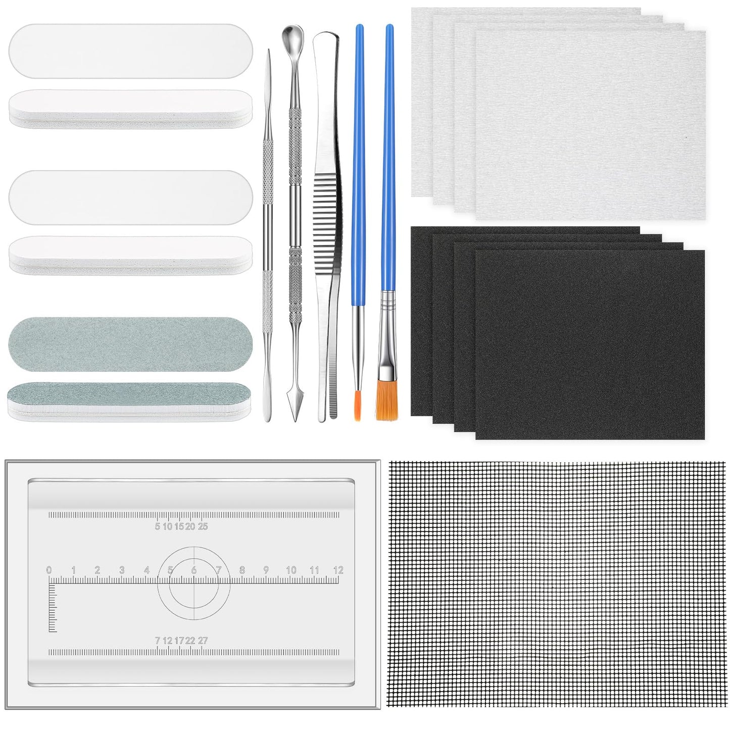 Lasnten 15 PCS Metal Silver Clay Kit, DIY Hand Making Jewelry Making Tool, Precious Metal Clay Essentials Starter Tool Kit