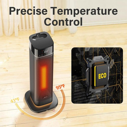 24" Space Heater, JRD Fast Heating Portable Electric Heater with Remote, Night Light, 80° Oscillation,4 Mode, Overheat&Tip-Over Protection, Ceramic Heat for Bedroom Office Indoor
