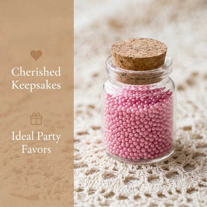 Dicunoy 20 PCS Glass Favor Jars with Cork Lids, 2 OZ Mini Round Vials Bottles, Small Cute Spice Containers for Tea, Jelly, Candy, Dried Flowers, Wedding Party Favors, DIY Crafts