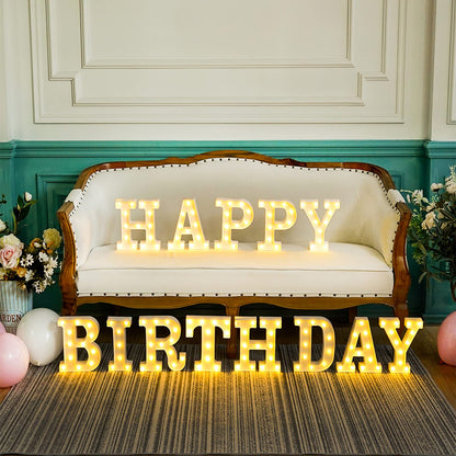 Brightdeco 155 Bulbs Happy Birthday LED Marquee Light Up Letters Sign (Large Size)