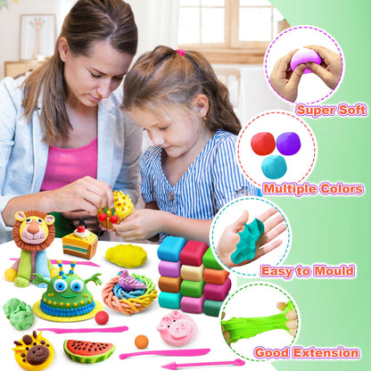 FAGNBED Air Dry Clay 138 Colors, Modeling Magic Clay Set with 5 Sculpting Tools, Arts Crafts Gift for Kids and Beginners