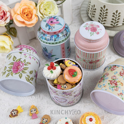 KINCHYGO, 6 Pack Mini Tin Box Floral Tinplate Empty Tins Canister Containers for Jewelry Storage Case