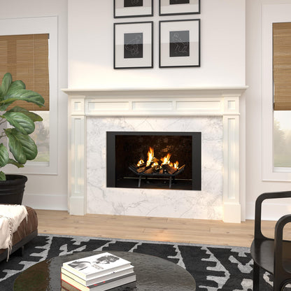 Pearl Mantels ARYB56515 Furniture for Your Fireplace, Premium Grade A MDF Mantel Surround, Crisp White Paint, Interior Opening 56" W x 42" H