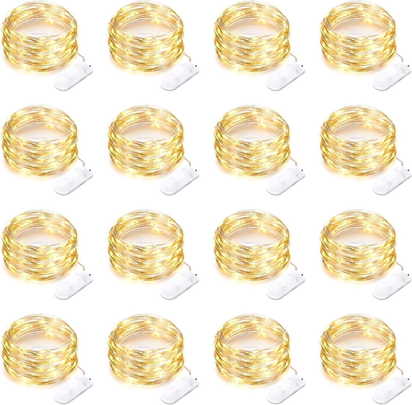 16 Pack 30 10 Led Fairy Lights Battery Operated String Lights Feet Waterproof Twinkle Lights Mason Jar Lights Silver