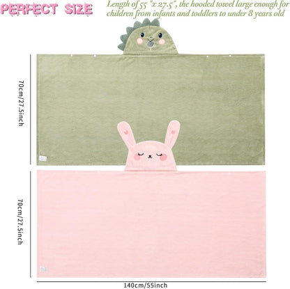 BEFACL 2 Pack 0-10 27.5 55 inch Hooded Towel for Kids, Ultra Soft Coral Fleece Kids Bath Towels, Absorbent Toddler