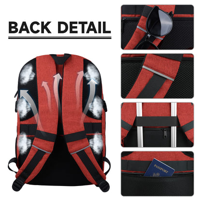 Lapsouno Large Backpack, Travel Laptop Backpack, Carry on Backpack, Sturdy 17 Inch TSA Friendly with USB Port, Water Resistant College School Bag Gifts for Men Women, Wine Red