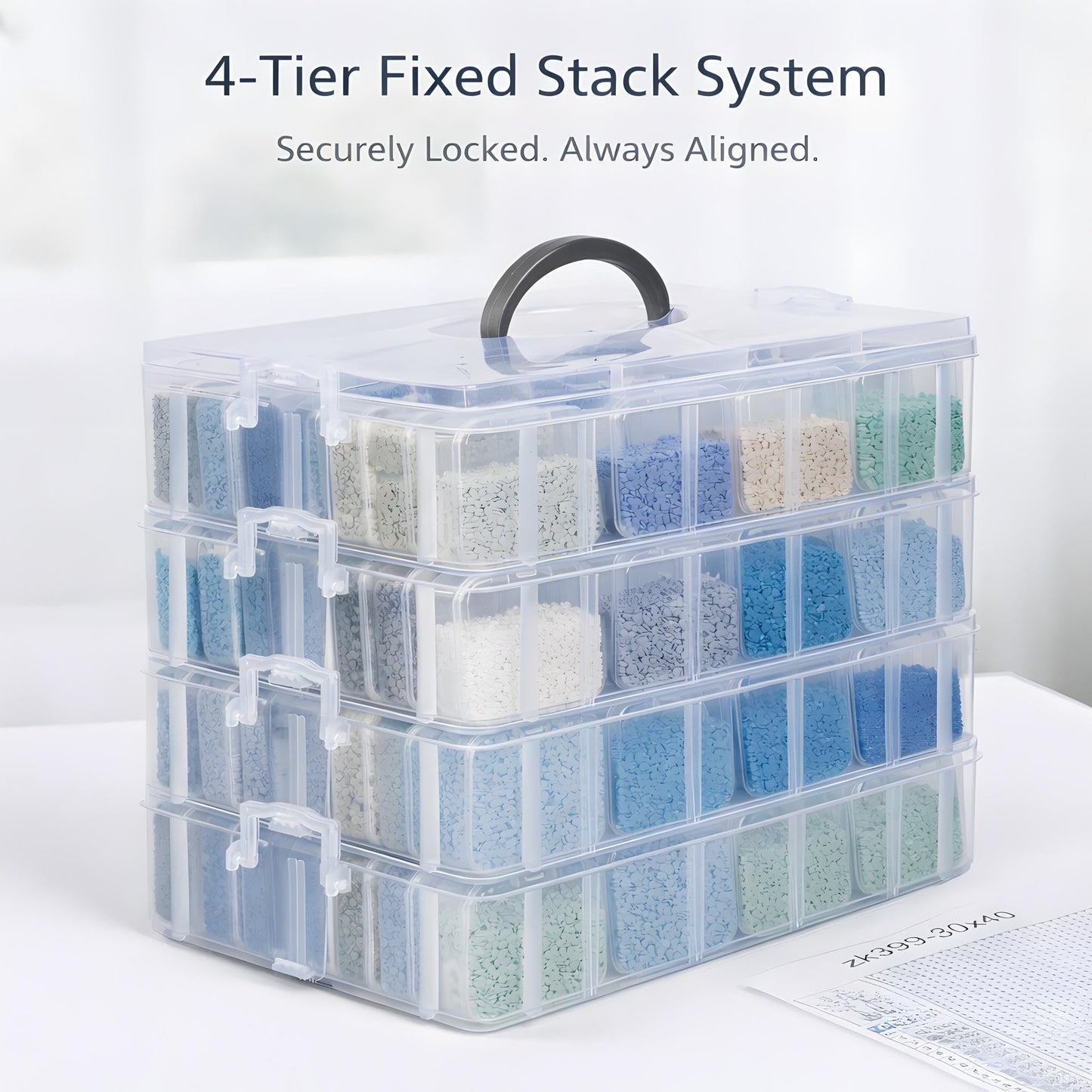 Bead Storage Container, Craft Organizer Box Portable Organizer and Storage Box Stackable Plastic Cases for Bracelet Making DIY Jewelry Nail Charms (4-Tire Bead Organizer)