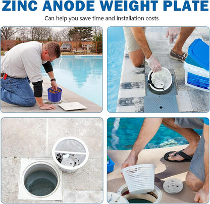 Zinc Anode Weight Plate - Anti-Corrosion and Electrolysis, Protects Metal Components in Salt System Pool (2 Pack)