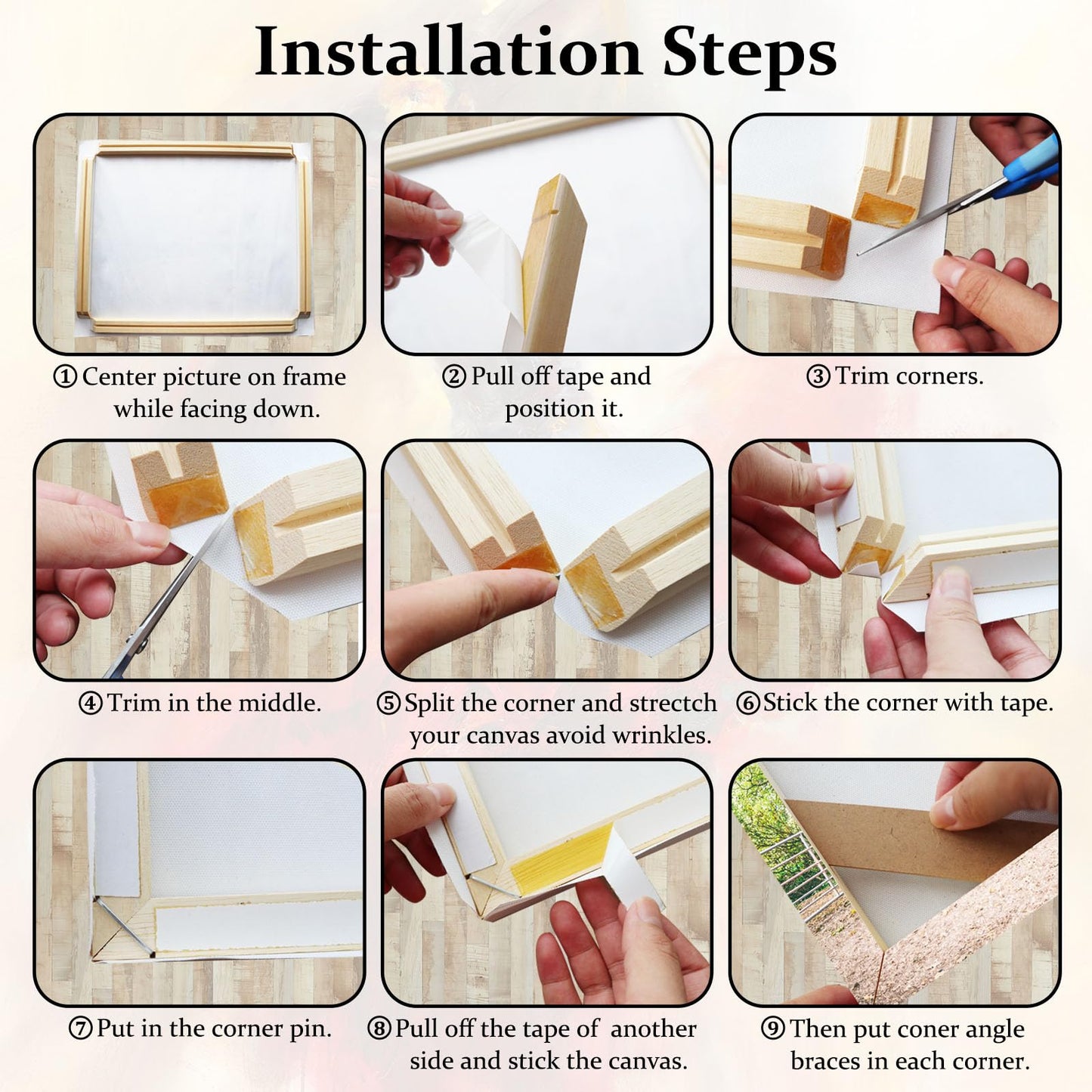 DIY Solid Wood Canvas Frame Kit with Stretch Bar - Customized Wooden Art Frames for Paintings - Easy-to-Build Canvas Stretching System - Wall Art & Oil Painting Accessories (12" x 12")