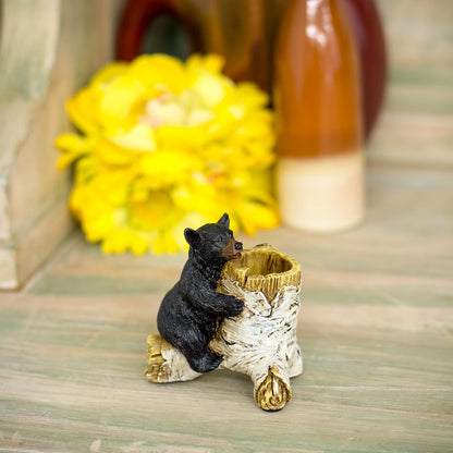 Bear Toothpick Holder - 4 x 3 x 4 Inch Resin Crafted Tabletop Figurine